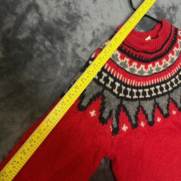 Vintage Woolrich Fair Isle Wool Mohair Nordic Motif Design Size Medium Red - Picture 6 of 7